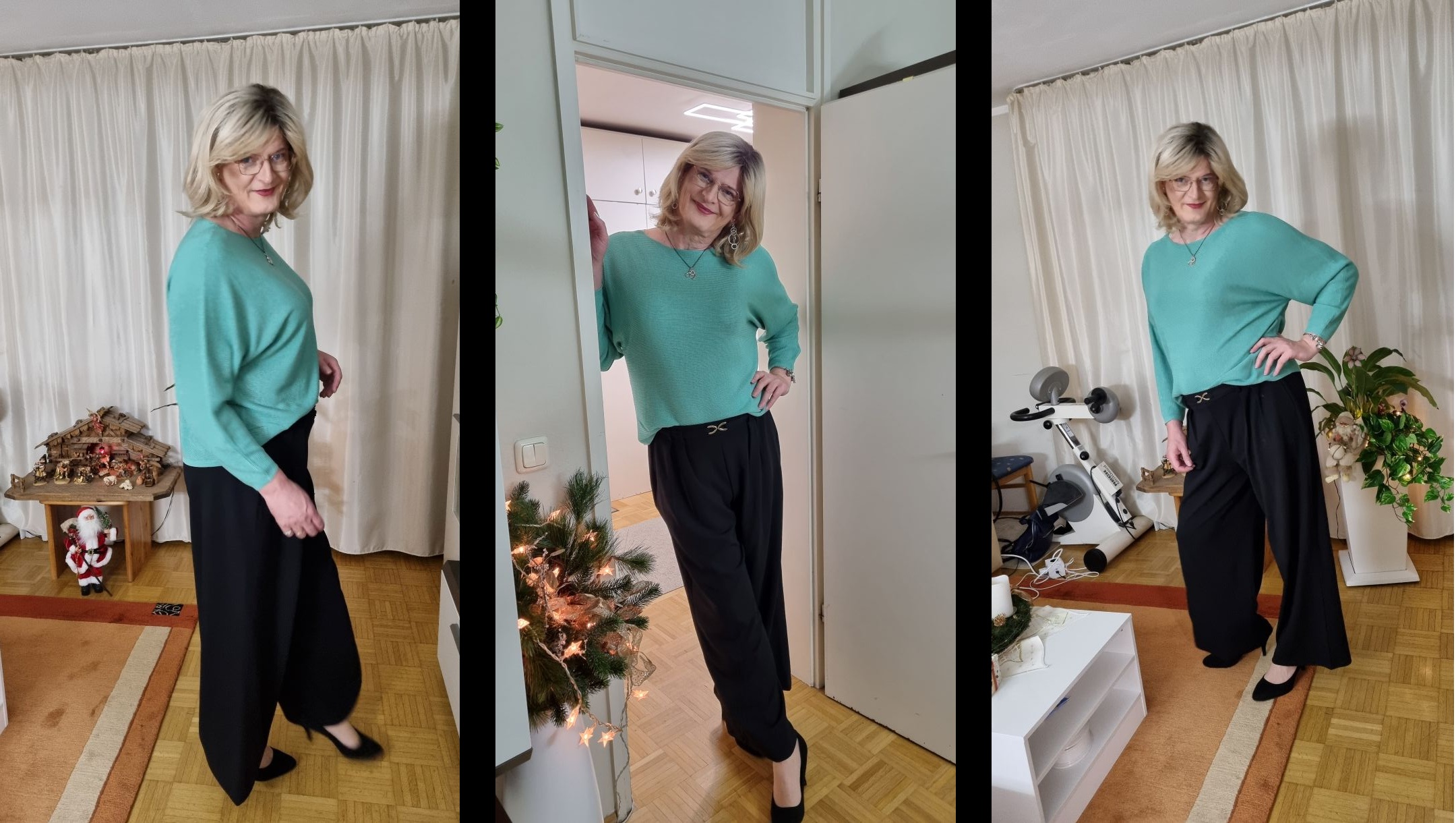 🌿 Outfit des Tages: Türkis trifft Schwarz – klar, feminin, alltagstauglich